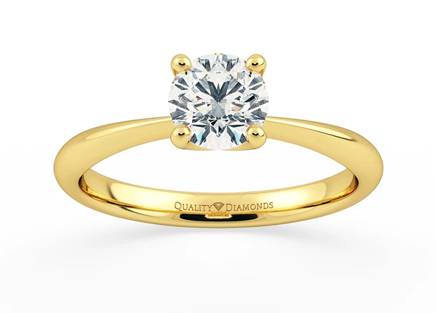 Two Carat Round Brilliant Solitaire Diamond Engagement Ring in 18K Yellow Gold
