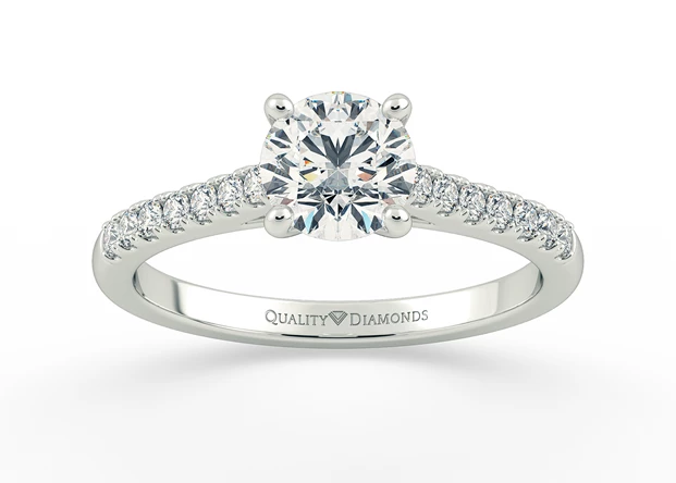 One Carat Round Brilliant Diamond Set Diamond Engagement Ring in 9K White Gold