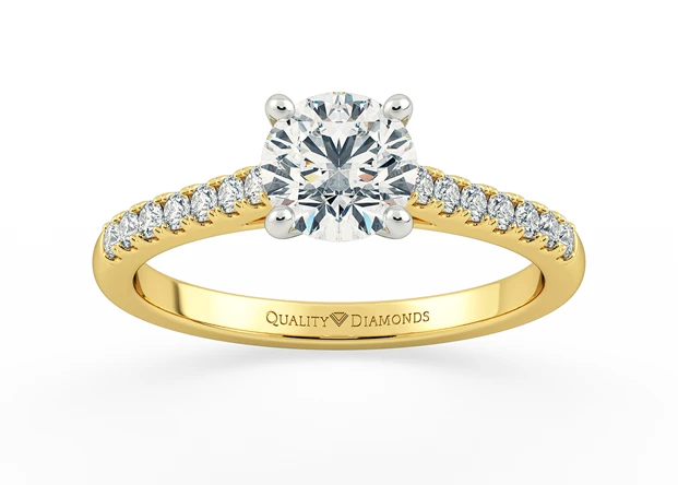 Half Carat Round Brilliant Diamond Set Diamond Engagement Ring in 18K Yellow Gold