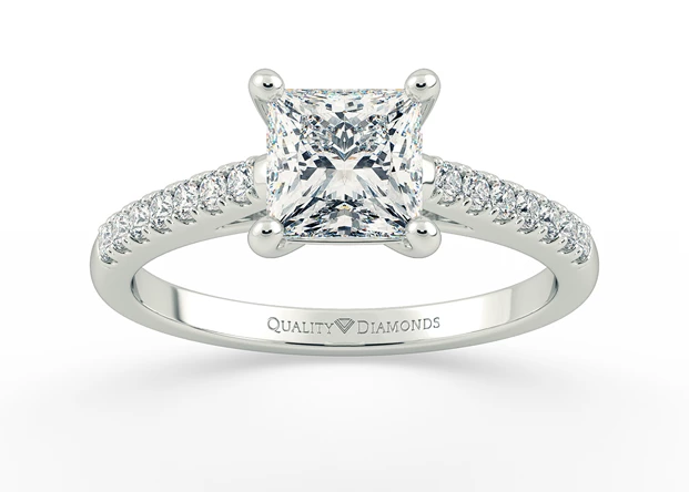 One Carat Princess Diamond Set Diamond Engagement Ring in Platinum 950