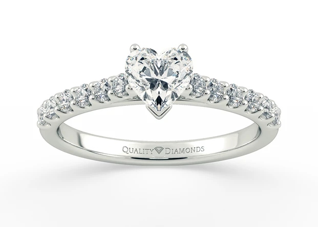 Half Carat Heart Diamond Set Diamond Engagement Ring in Platinum 950