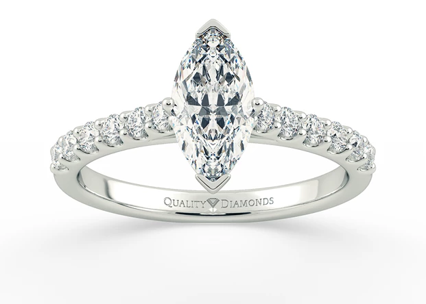 Two Carat Marquise Diamond Set Diamond Engagement Ring in Platinum 950