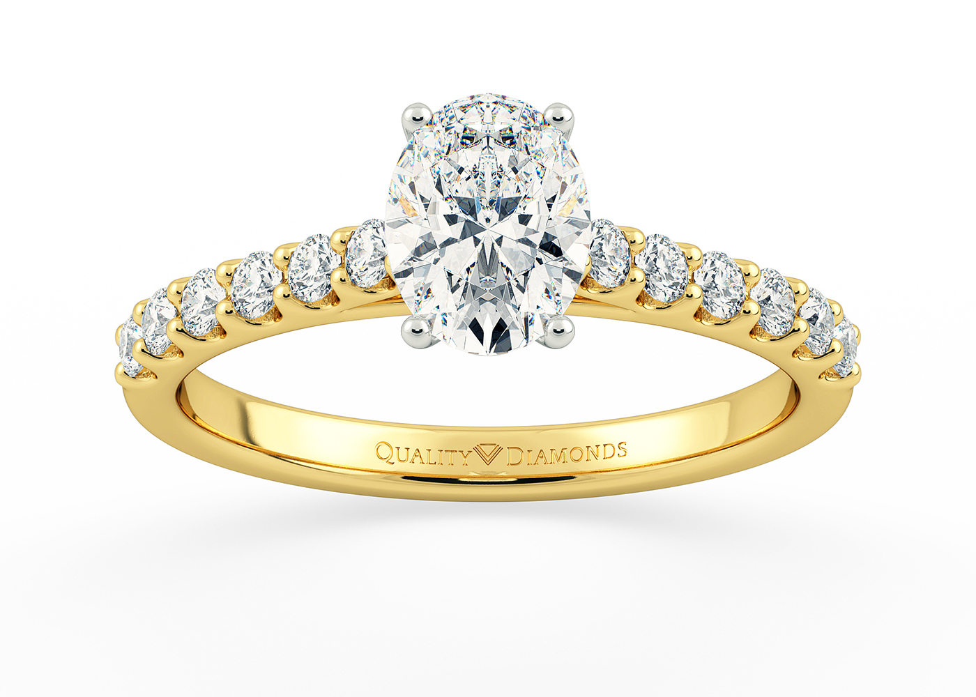 Diamond Set Oval Milena Diamond Ring in 18K Yellow Gold