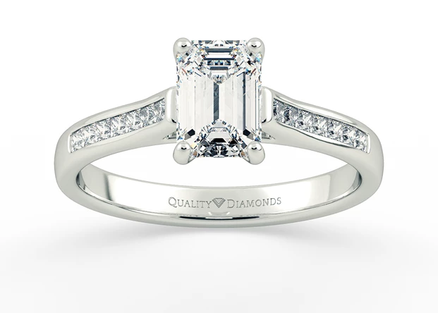 Diamond Set Emerald Jiya Diamond Ring in 18K White Gold