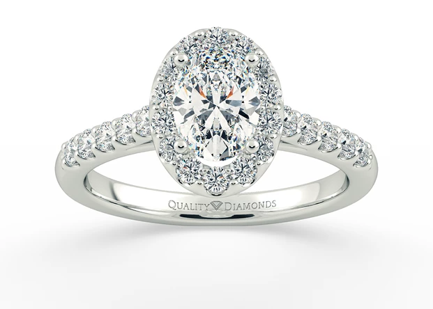 Two Carat Halo Oval Diamond Ring in Platinum 950