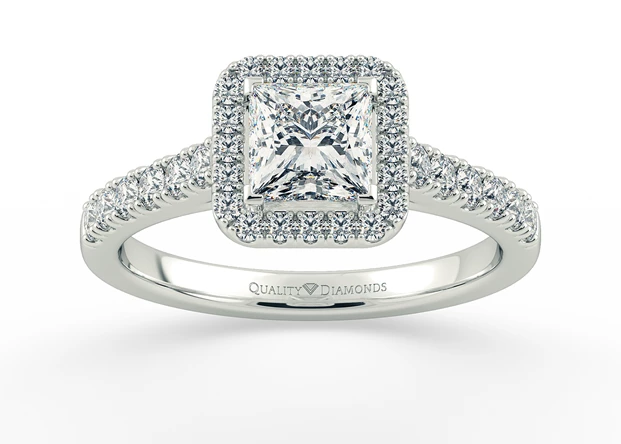 Two Carat Halo Princess Diamond Ring in Platinum 950