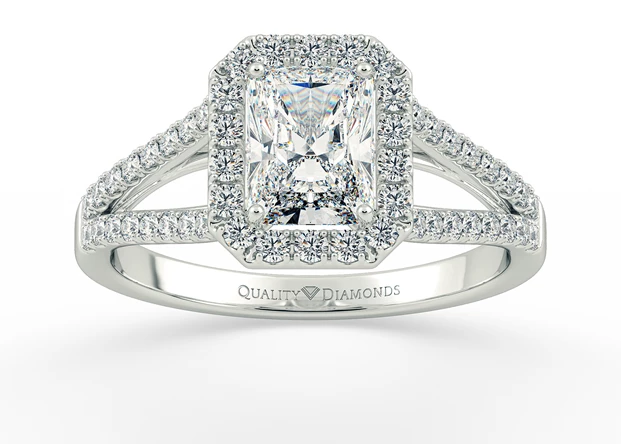 Diamond Set Emerald Adonia Diamond Ring in 18K White Gold