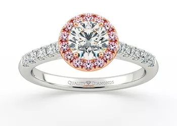 Pink Sapphire and Diamond Set Round Brilliant Bijou Diamond Ring in Platinum