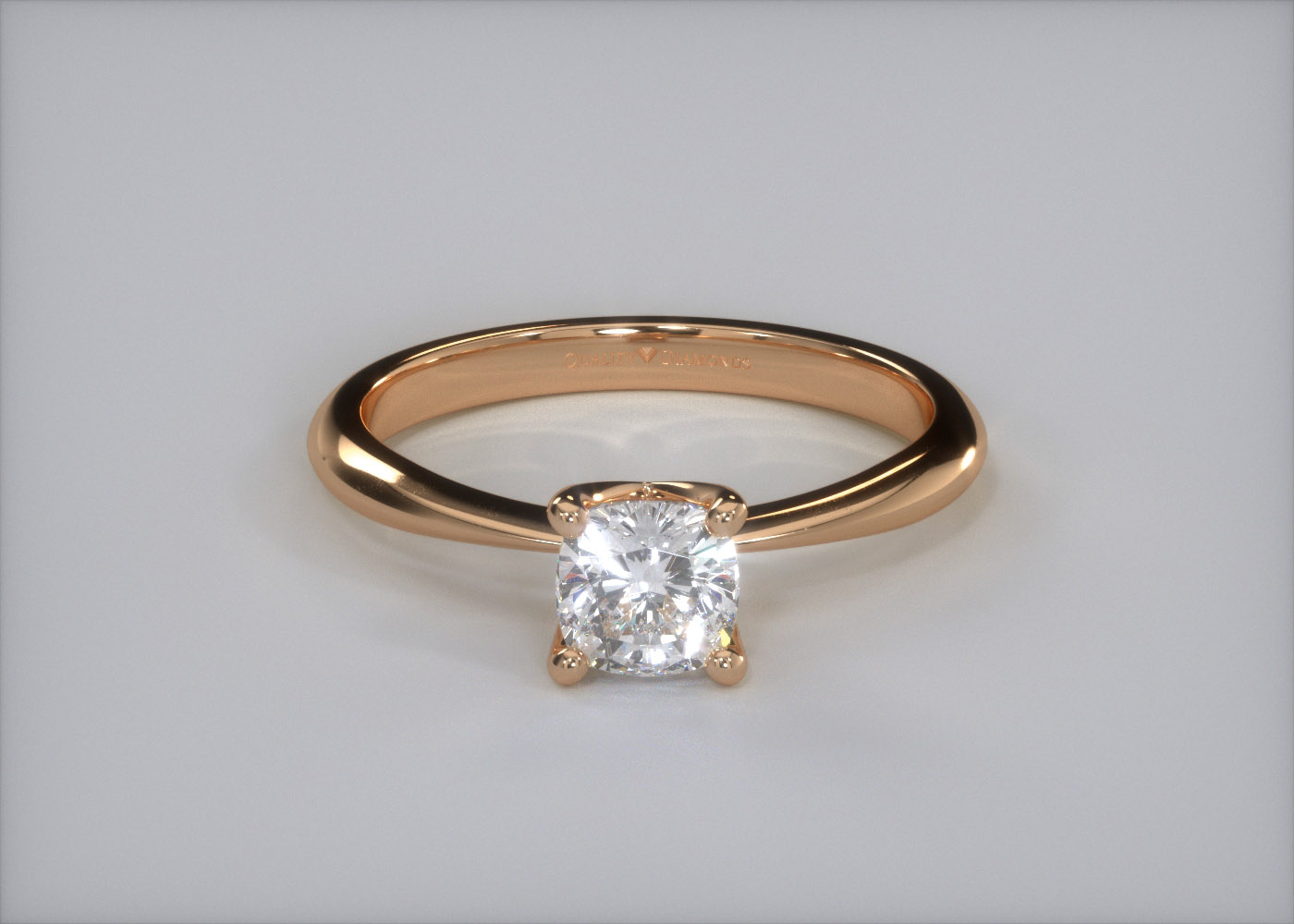 Cushion Amorette Diamond Ring in 18K Rose Gold 360 image