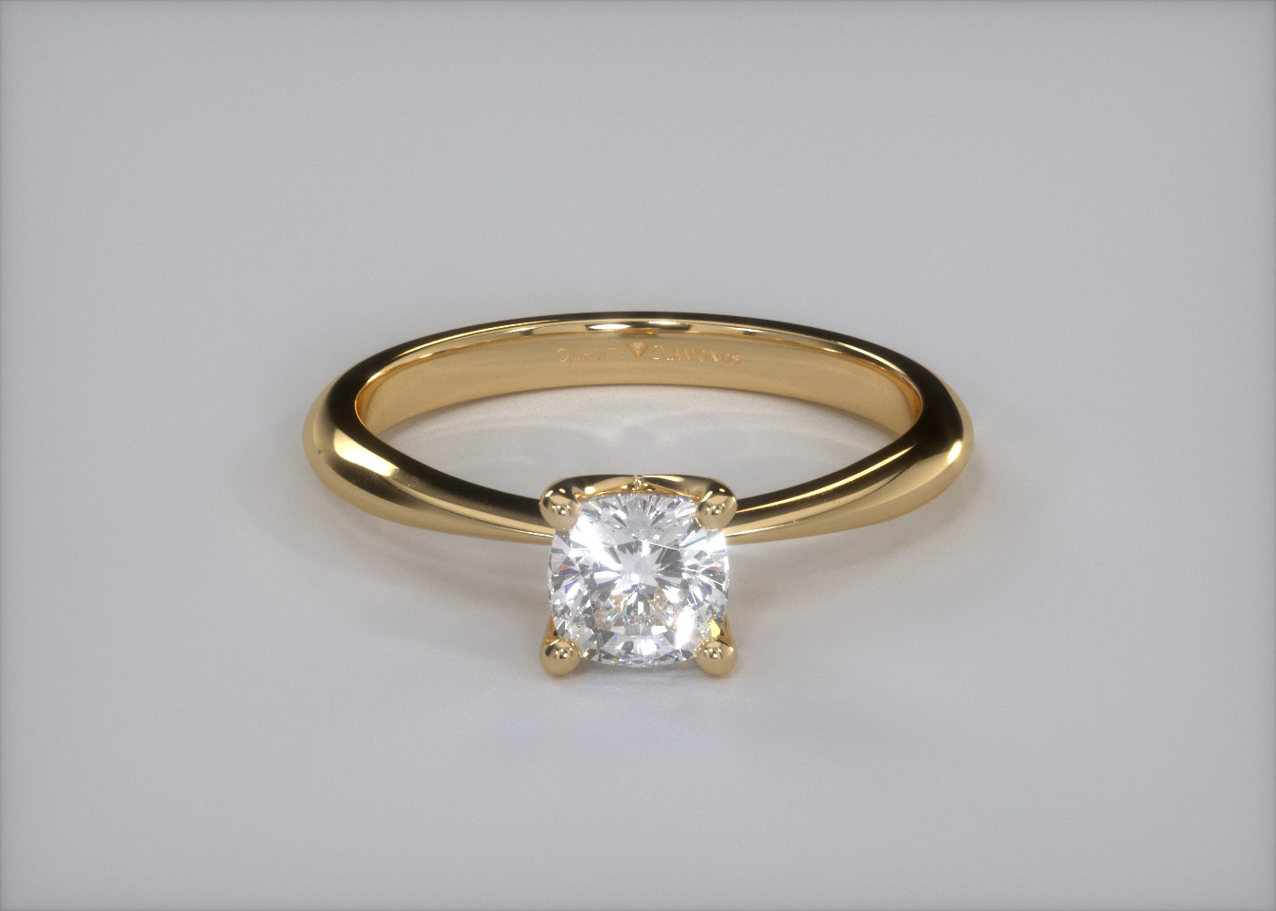 Cushion Amorette Diamond Ring in 18K Yellow Gold 360 image