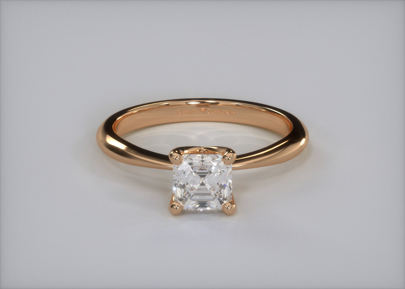 Amorette Asscher Diamond Ring in 18K Rose Gold 360 image