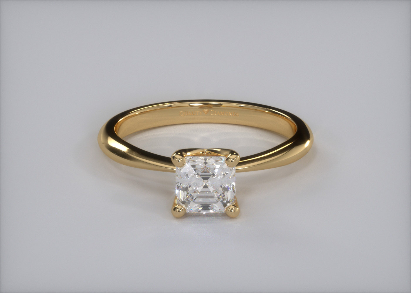 Asscher Amorette Diamond Ring in 18K Yellow Gold 360 image