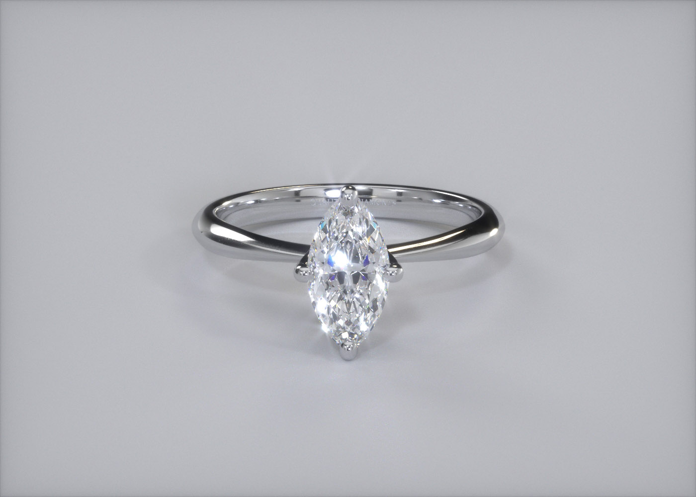 Marquise Amorette Diamond Ring in 9K White Gold 360 image