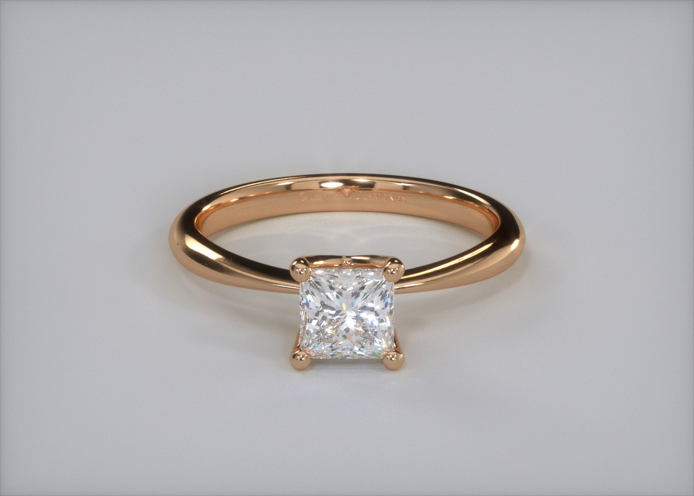 Princess Amorette Diamond Ring in 18K Rose Gold 360 image