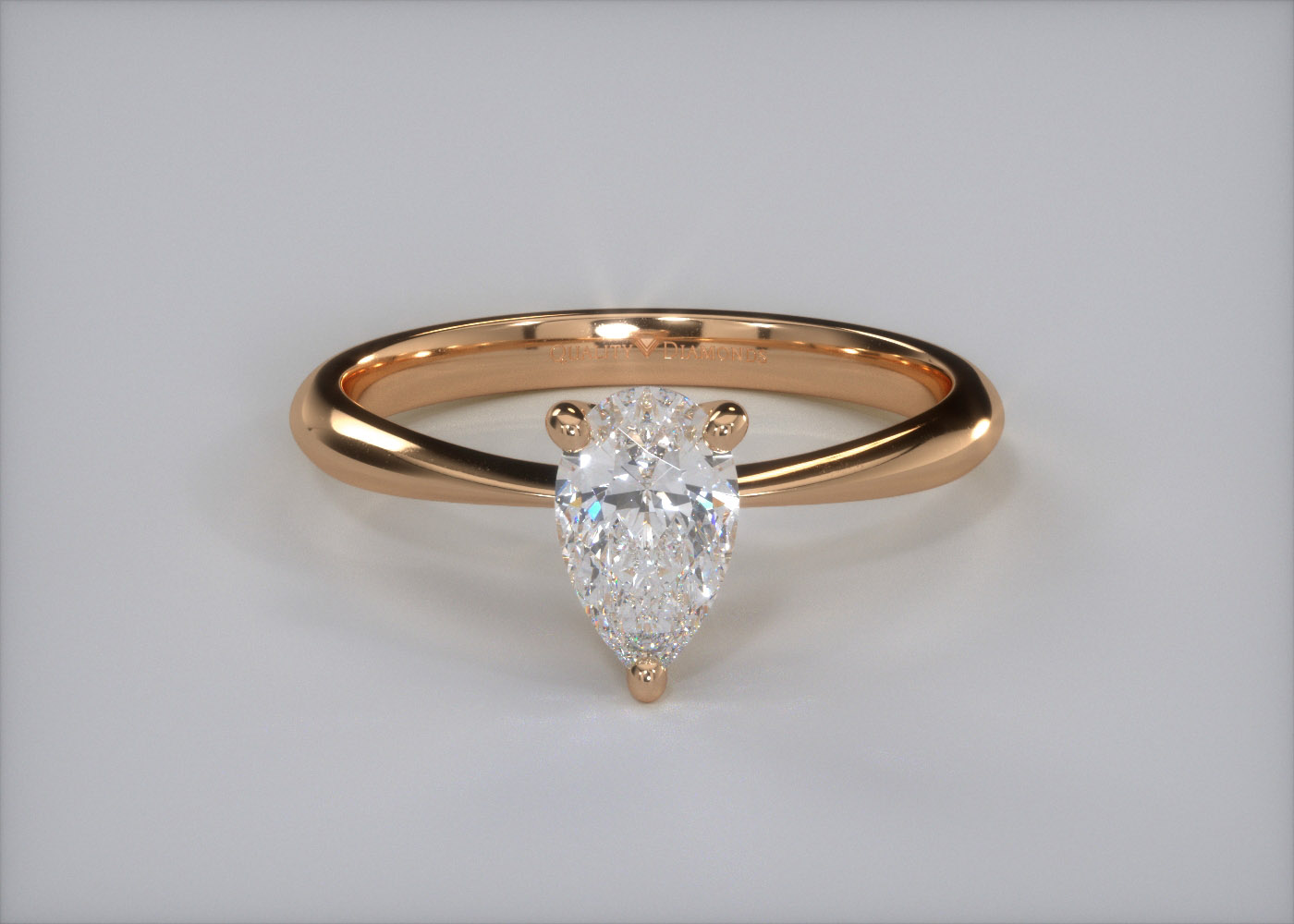 Pear Amorette Diamond Ring in 18K Rose Gold 360 image