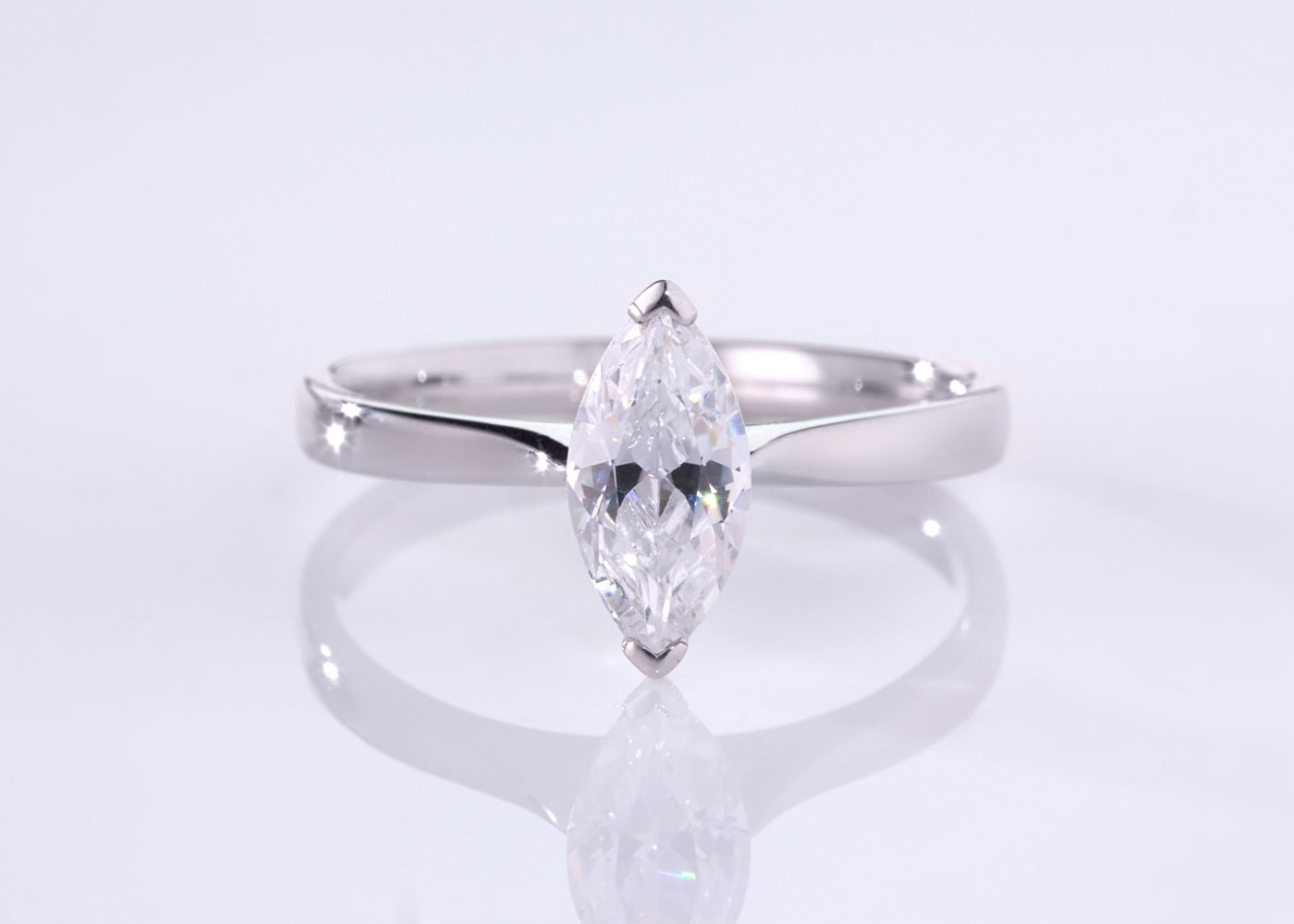 Marquise Hera Diamond Ring in 18K White Gold 360 image