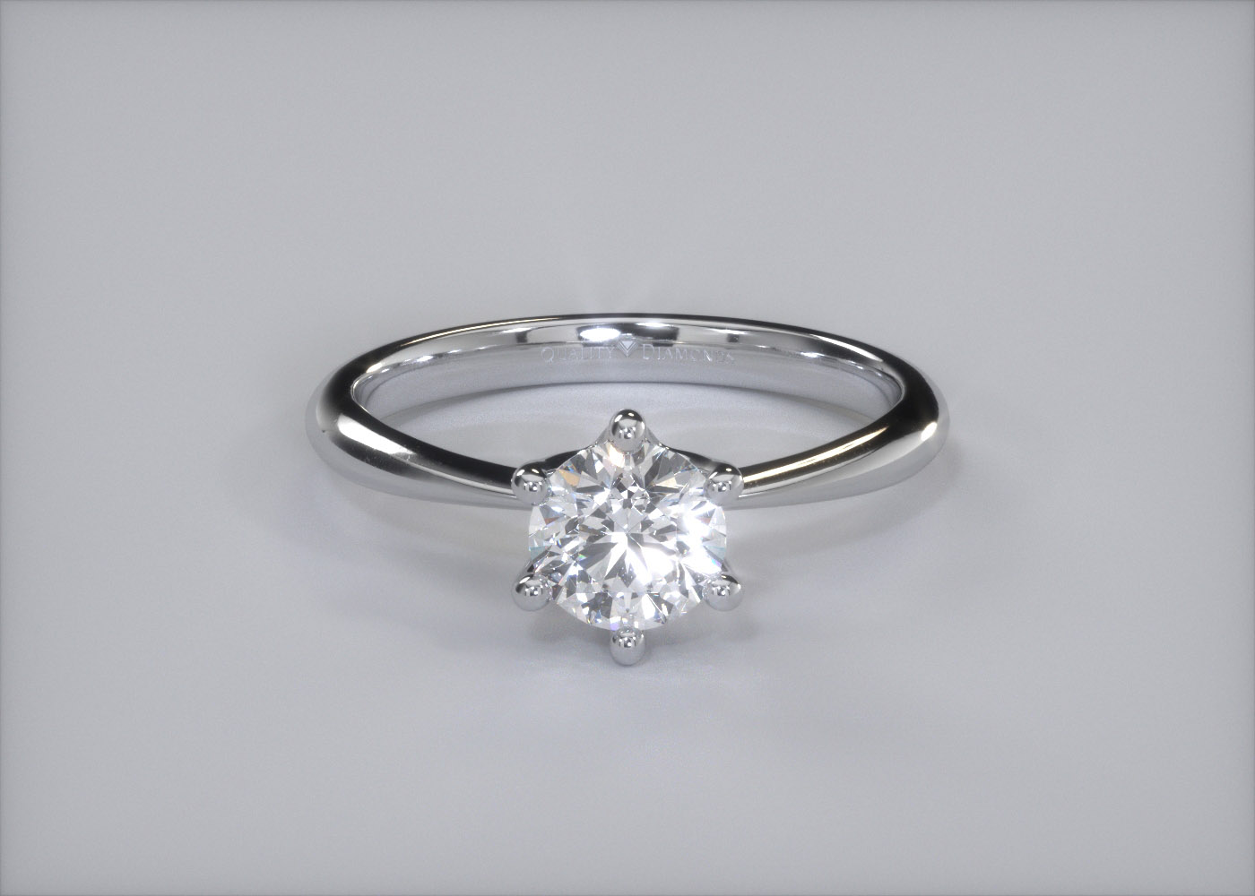 Six Claw Round Brilliant Amorette Diamond Ring in Platinum 360 image