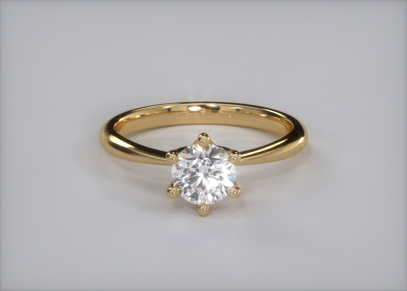 Six Claw Round Brilliant Amorette Diamond Ring in 18K Yellow Gold 360 image