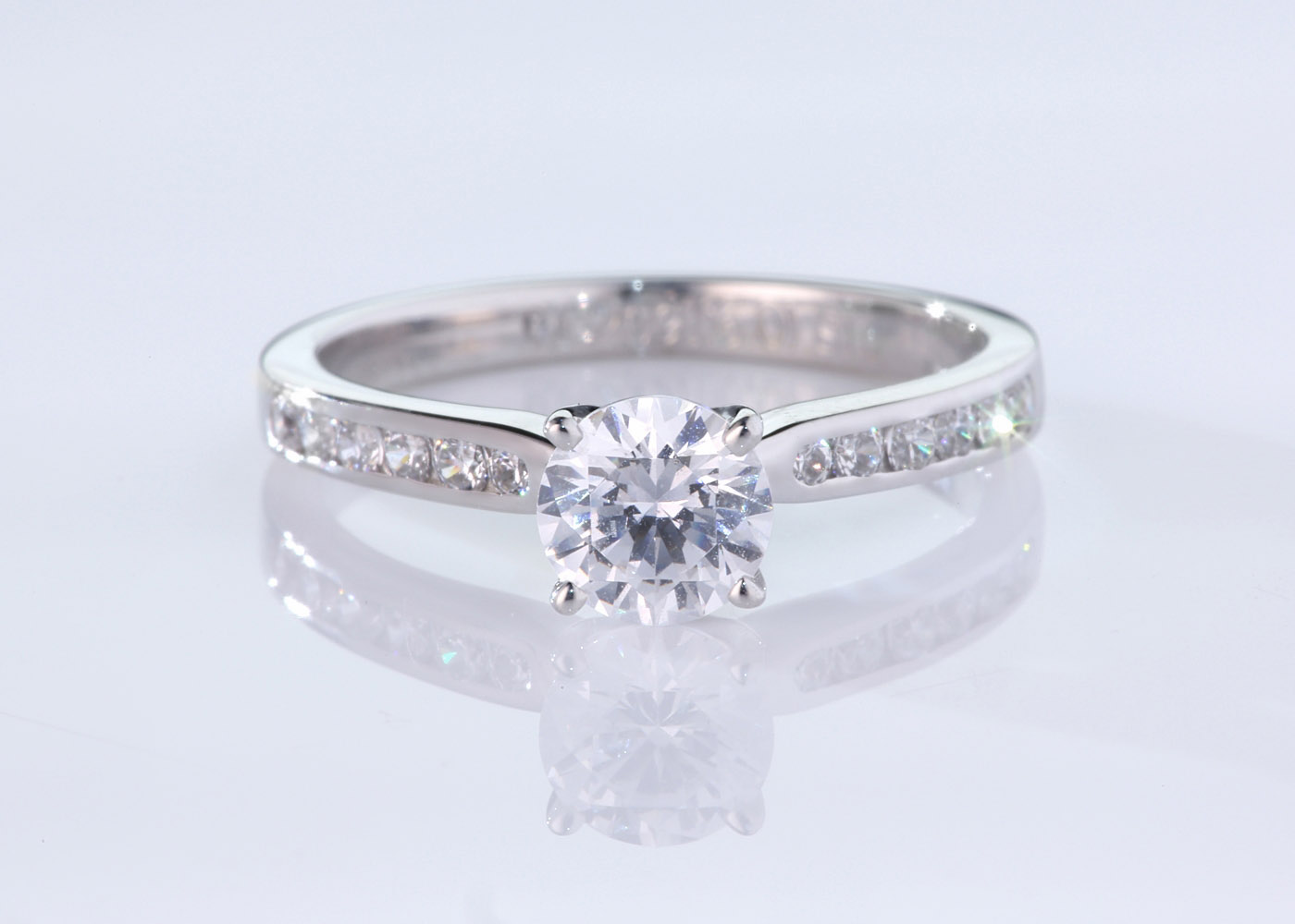 Diamond Set Round Brilliant Ahava Diamond Ring in Platinum 360 image