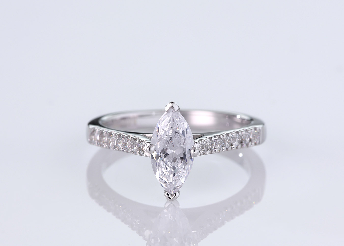 Two Carat Marquise Diamond Set Diamond Engagement Ring in Platinum 950 360 image