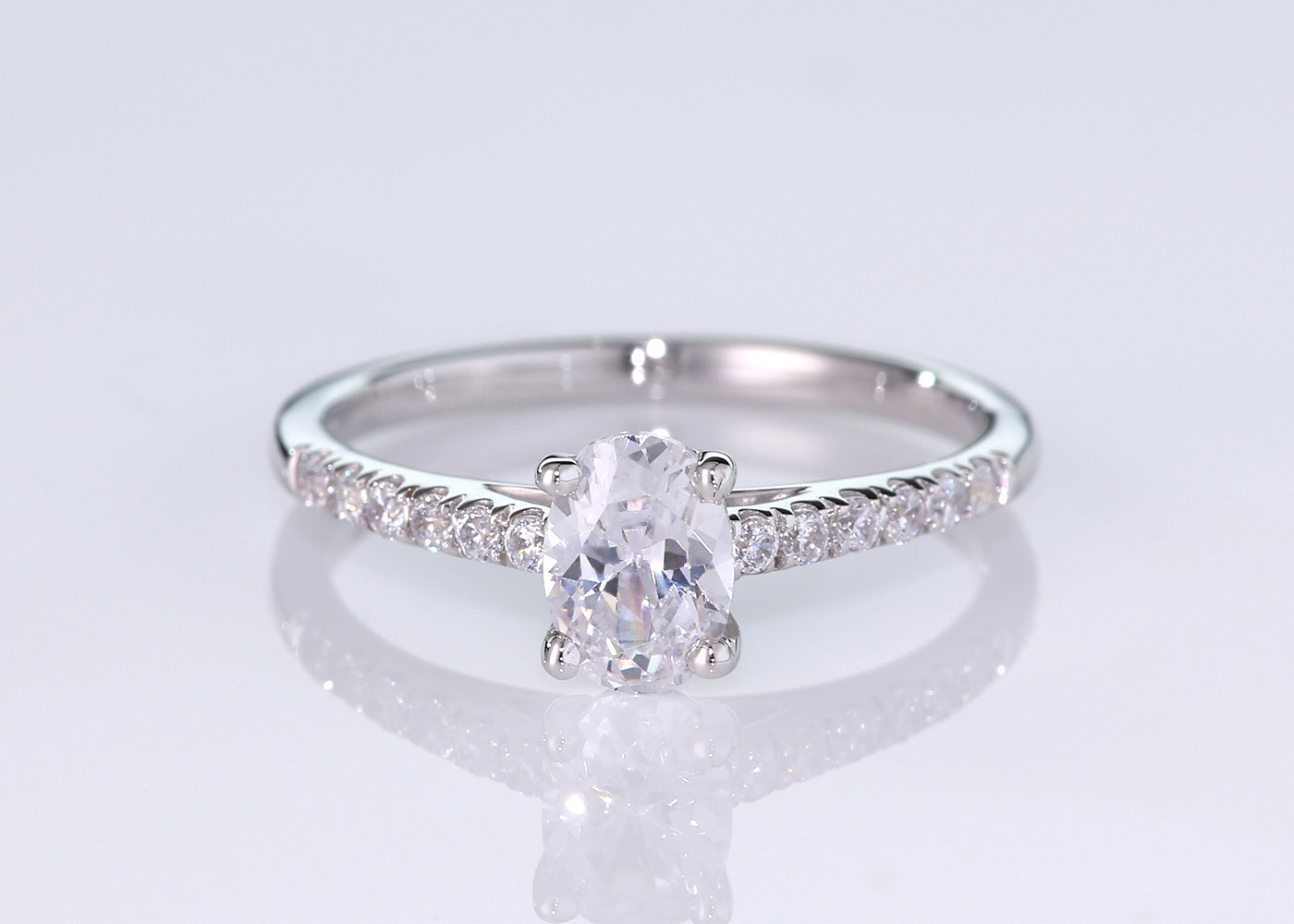 Two Carat Oval Diamond Set Diamond Engagement Ring in Platinum 950 360 image