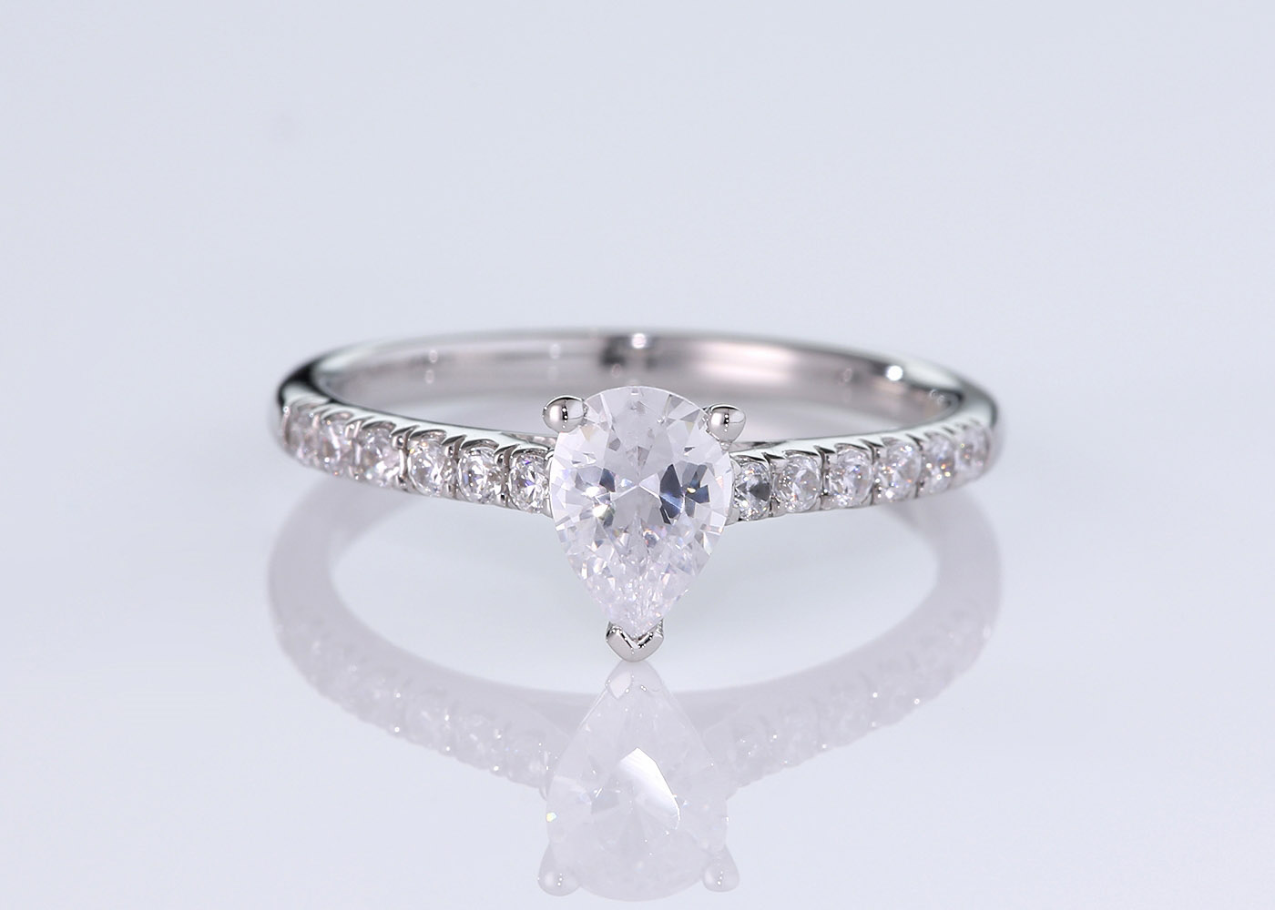 Two Carat Pear Diamond Set Diamond Engagement Ring in Platinum 950 360 image