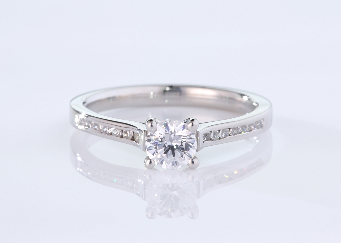 Diamond Set Round Brilliant Estee Diamond Ring in Palladium 360 image