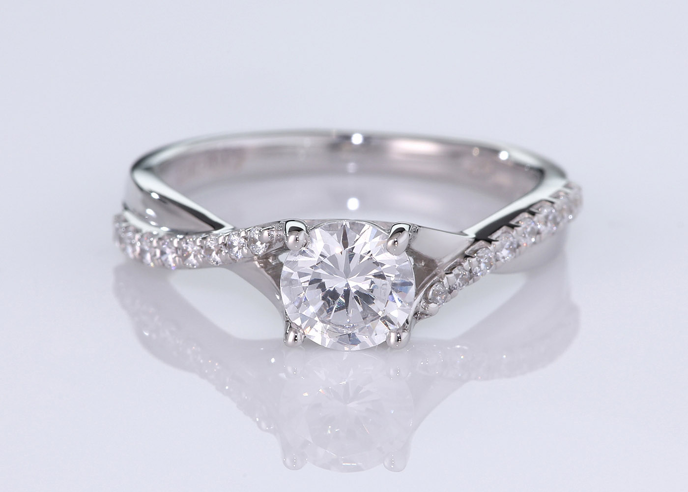 Diamond Set Round Brilliant Athena Diamond Ring in Platinum 360 image