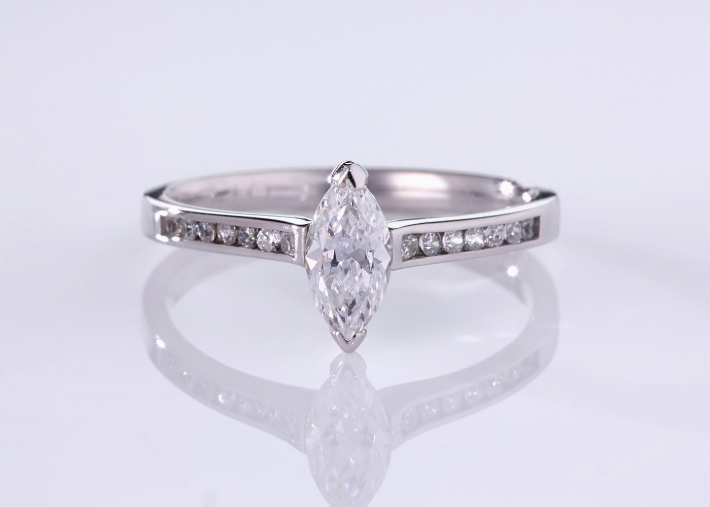 Diamond Set Marquise Hera Diamond Ring in Palladium 360 image