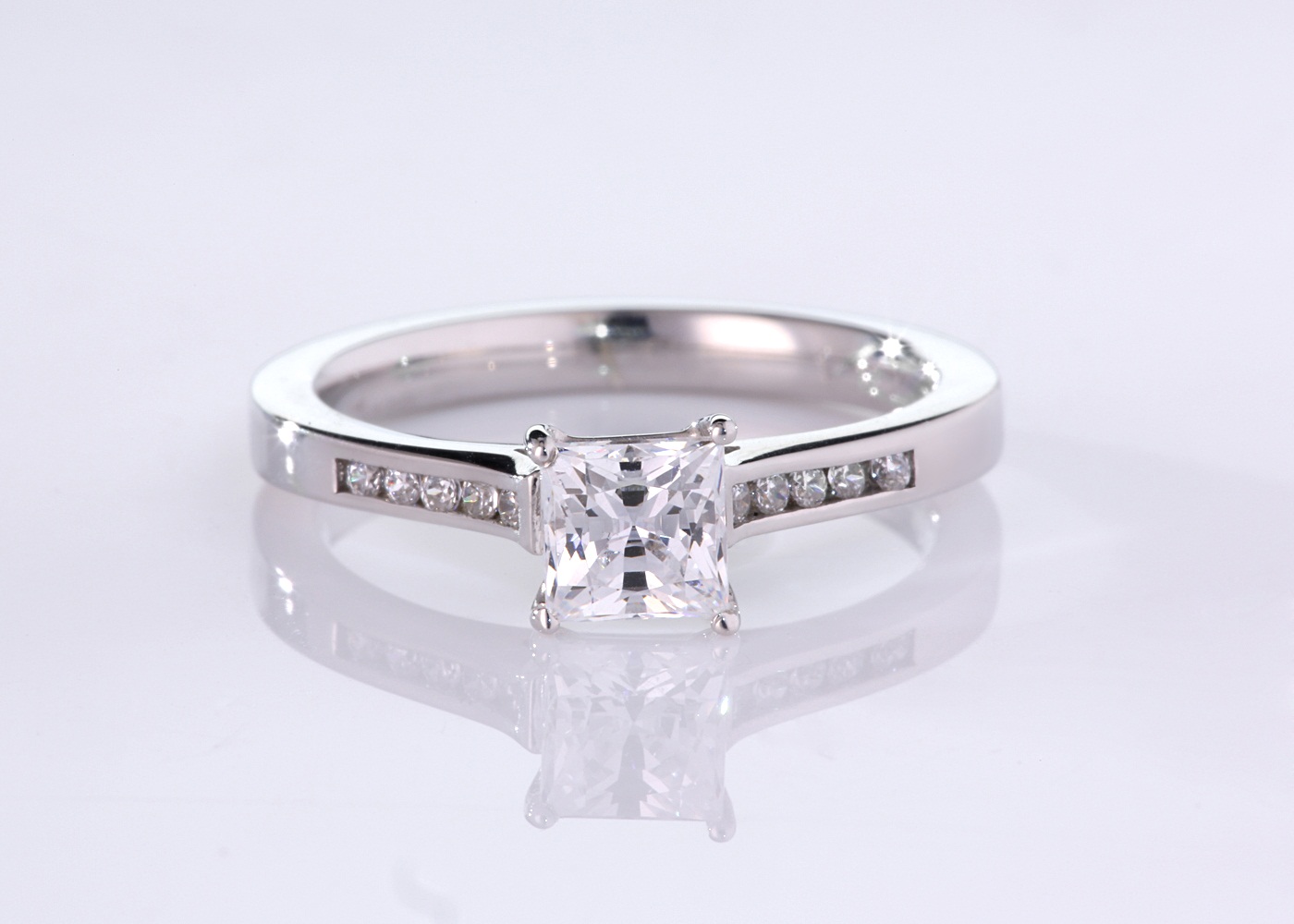 Diamond Set Princess Delara Diamond Ring in Palladium 360 image